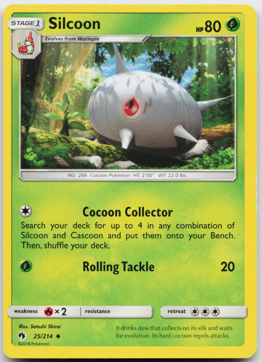 Silcoon 25/214 Uncommon Lost Thunder Pokemon Lightly Played