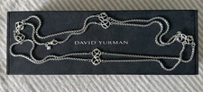 David Yurman 8 Station Logo Sterling Necklace 47 Inch Rare & Retired With Box