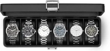 Vlando 6-Slot Watch Case for Men, Box with 6 Slot, A. Black-6 Slot 