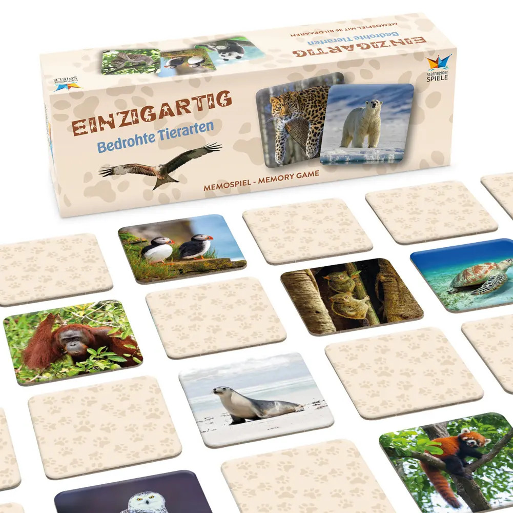 Starnberger Spiele Mehrfarbig Memospiel Einzigartig - Bedrohte Tierarten (Deutsch, Englisch, 2 - 6 Spieler) - Bild 4