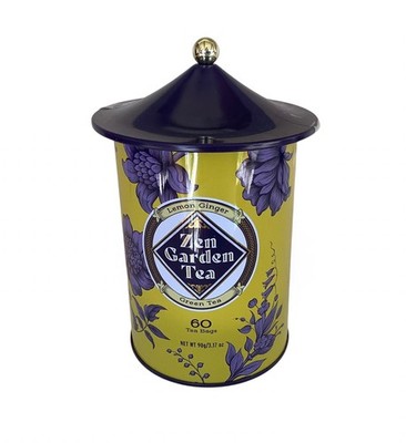 ZEN GARDEN Caffeinated LEMON    GINGER Green TEA 60 Bags In Decorative Tin