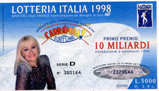 LOTTERIA ITALIA  N° 1 BIGLIETTO 1998 + N° 3 BIGLIETTI 1998 CON CARTOLINE