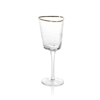 Aperitivo Triangular Stemware or Glassware - Clear with Gold Rim - Set of 4 Wine