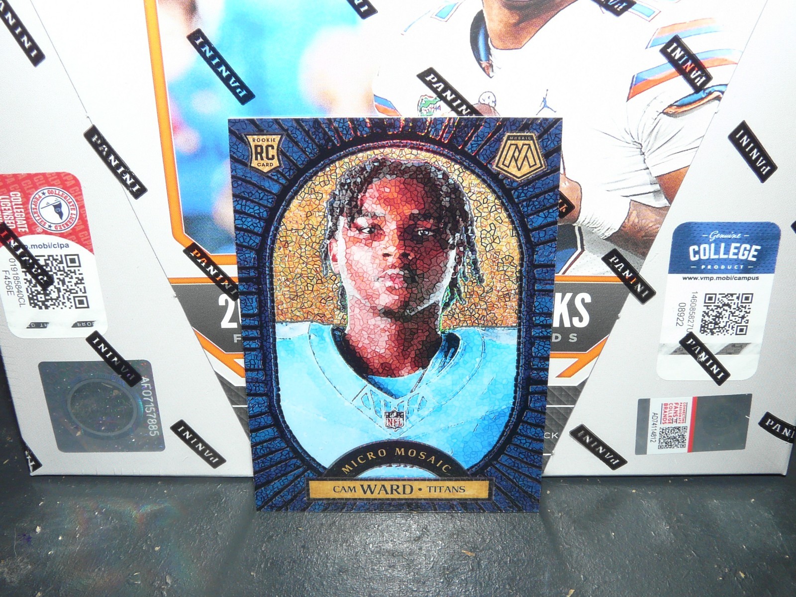 2025 Panini Mosaic # 1 Cam Ward Micro Mosaic Prizm Rookie RC Case Hit SSP