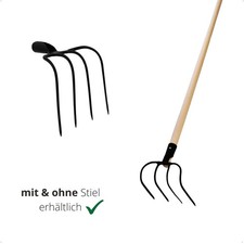 Dunghacke 4 Zinken Stahl Misthacke Heu Dunggabel mit Holzstiel Kartoffelhacke