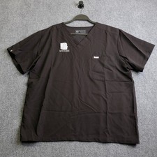 FIGS Scrub Top Mens XL Black NYCOMS Embroidered Medical Uniform FM1500 V-Neck
