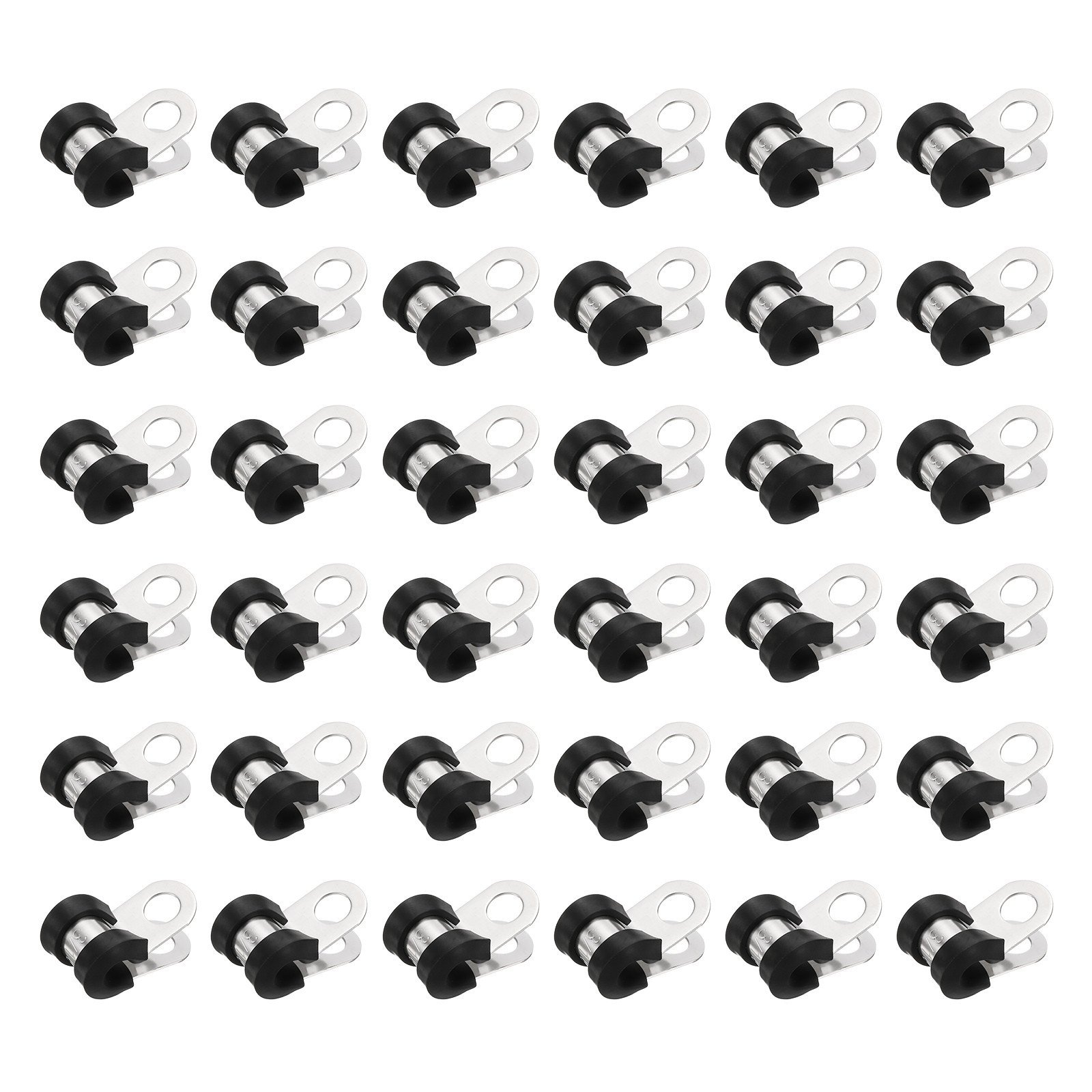 100pcs Stainless Steel Cable Clamps 3/16 Inch Rubber Cushioned Insulated Clamp
