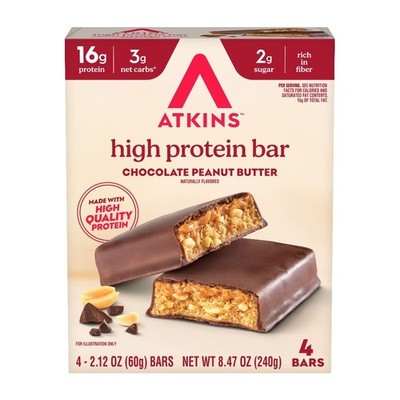 High Protein Bars Chocolate Peanut Butter Flavor 16g Protein 3g Net Carbs 2g