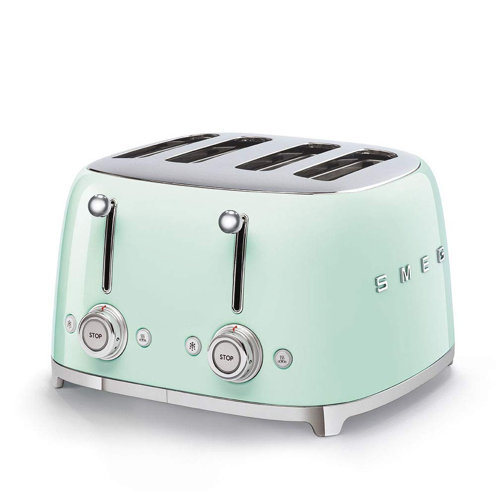 Retro 50s 4-Slice Toaster with 6 Presets, Wide Slots, Pastel Design