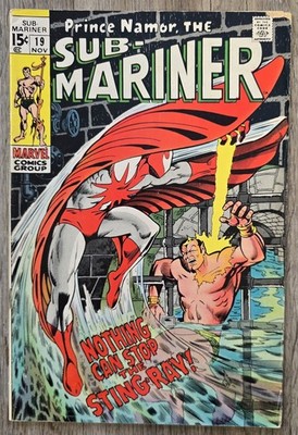 PRINCE NAMOR, THE SUB-MARINER #19 COMIC BOOK (MARVEL,1969) SILVER 1st Sting Ray