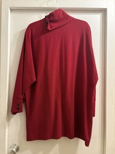 Gianni Versace 1980s Vintage Red Wool Funnel Neck Tunic Dress Made In Italy