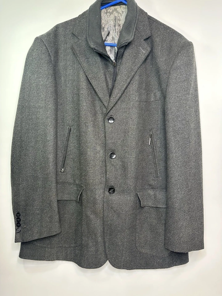 Chaqueta Blazer de Lana Inserch Para Hombre L Gris Edición Limitada Estilo Italia Inserto con Cremallera Foto 2 de 4