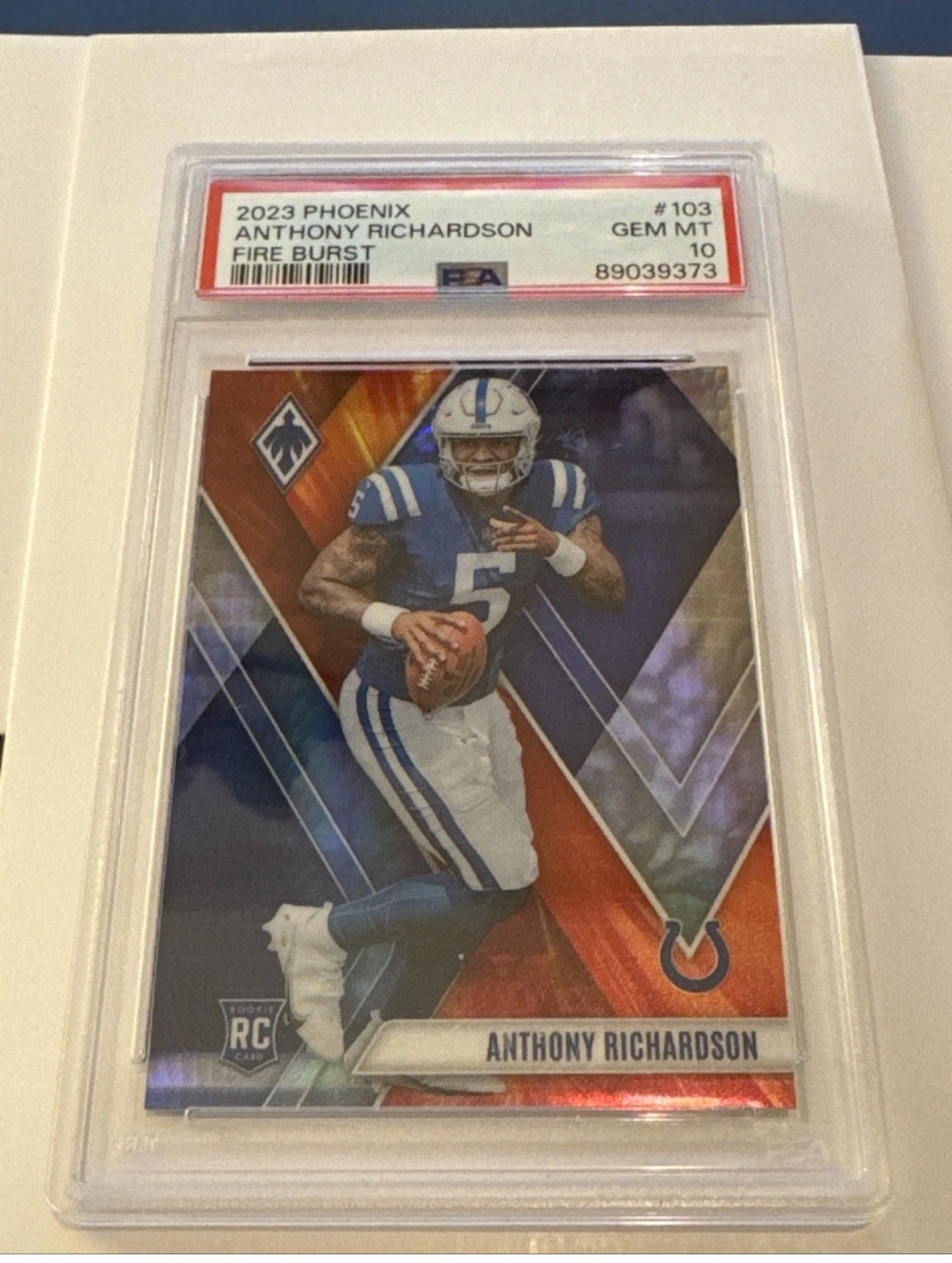 2023 PANINI PHOENIX FIRE BURST #103 ANTHONY RICHARDSON ROOKIE RC 58/340 PSA 10