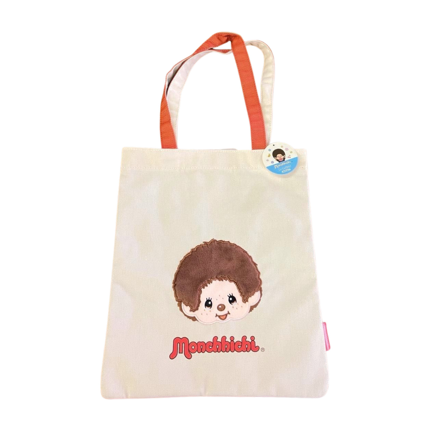 [US Tax Paid] Monchhichi Tote Bag with Tag White Red Canvas NEW