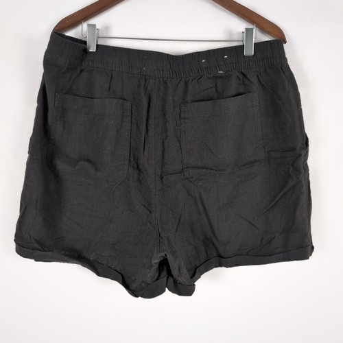 Frank & Oak Men's Black Linen Shorts Elastic Drawstring, Large - Picture 2 of 6