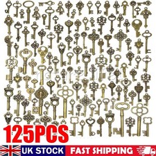 125Pcs Vintage Style Antique Skeleton Furniture Cabinet Old Lock Keys Jewels