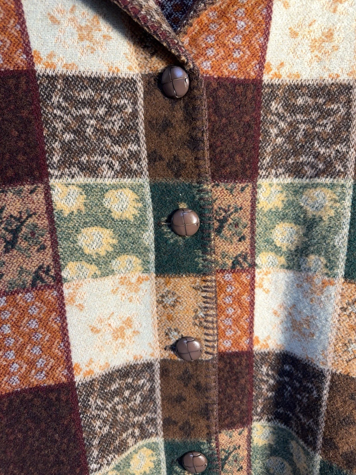 Bedford Fair Patchwork Wool Blend Jacket L Cottag… - image 3