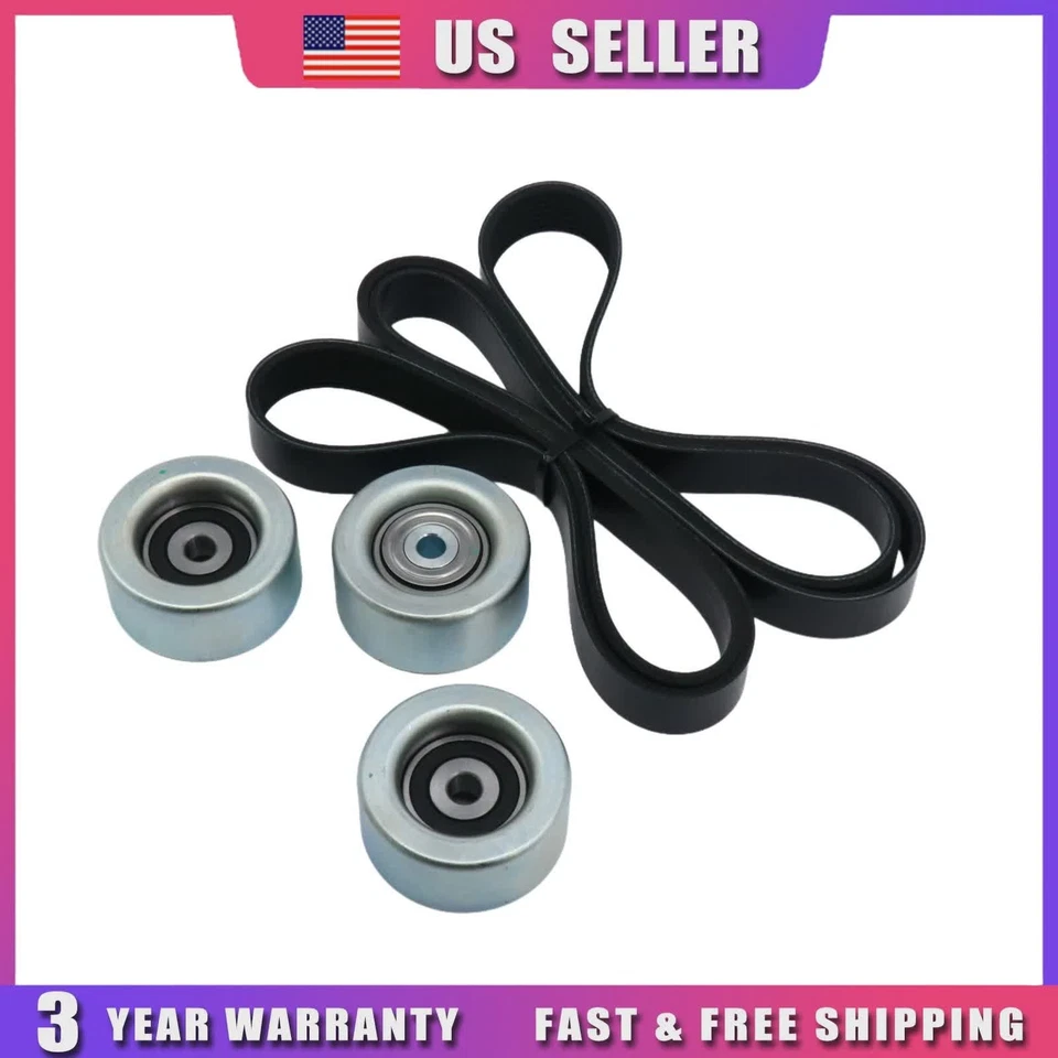 Fit Toyota 4Runner Tacoma Tundra  4.0L Serpentine Drive Belt & Idler Pulley Kit - Image 4 of 4