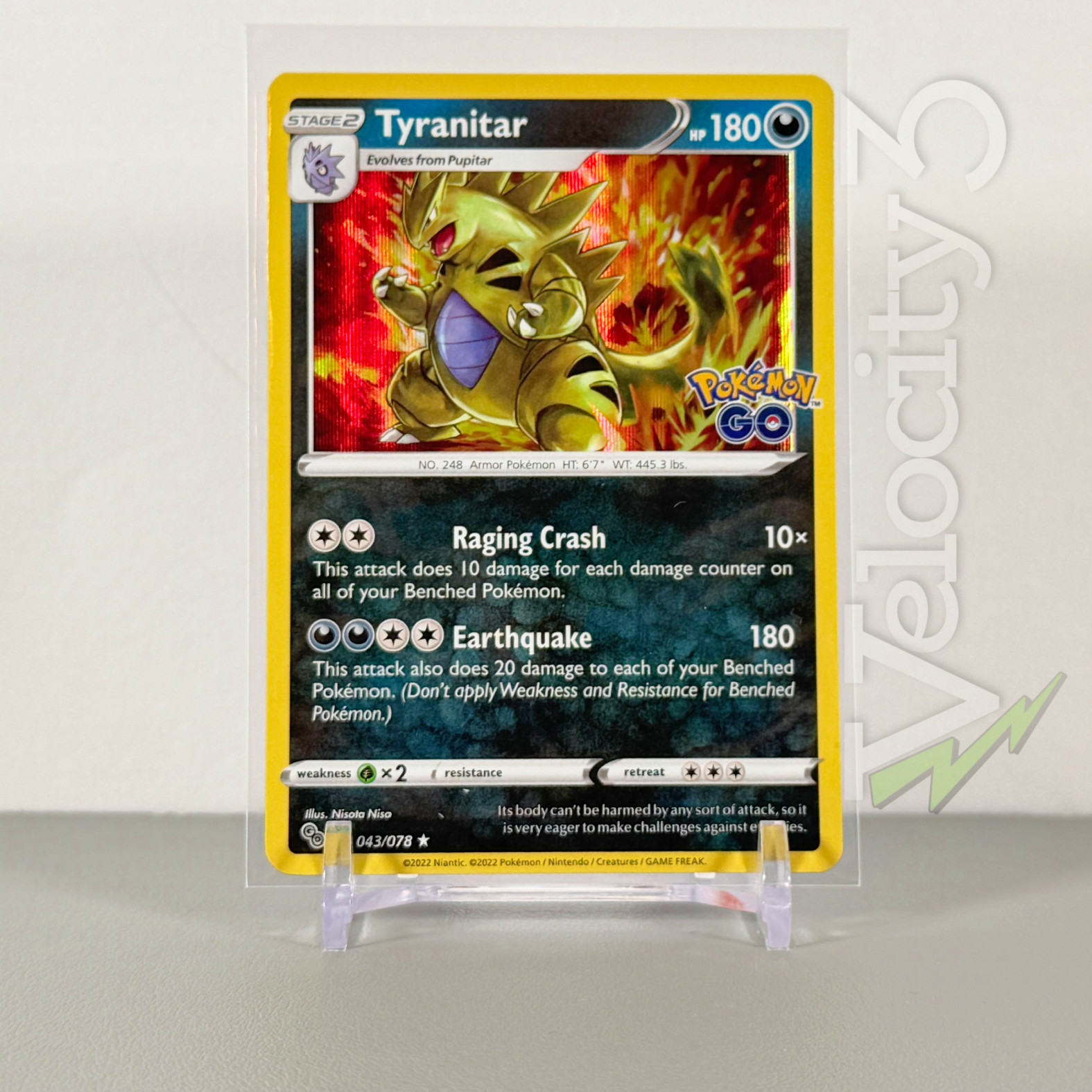 Pokemon TCG Card - Tyranitar 43/78 Holo Rare | 2022 Pokemon Go | NM/Mint