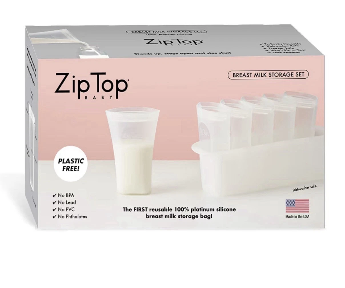 NEW Zip Top Reusable 100% Platinum Silicone Breast Milk Storage Bag Set + Tray
Opens in a new window