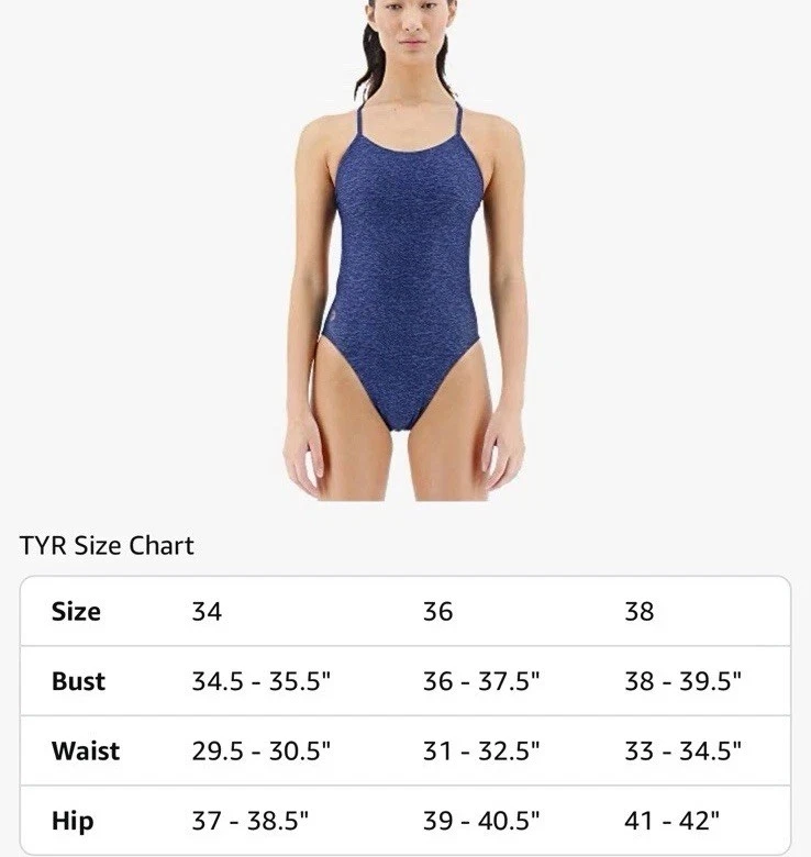 Traje de baño TYR Durafast One Cutoufit para mujer, azul marino XL NUEVO CON ETIQUETAS Foto 4 de 4