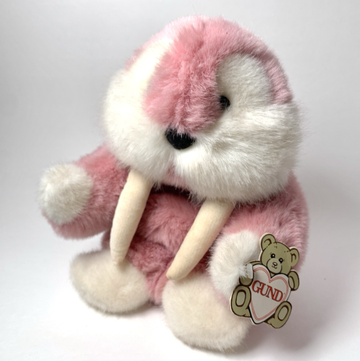 Vintage Gund 1986 Mooky Walrus Pink Stuffed Animal Plush 10