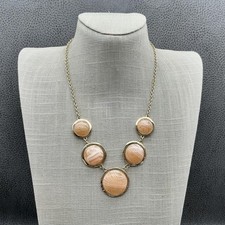 C1946 Necklace Peach Resin Bib Statement Gold...