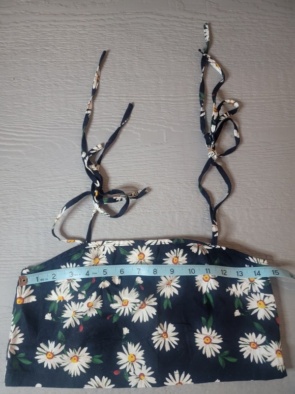 Zaful Womens Tie Sleeve Tube Top. Navy W/Daisy Print Size Small C-20