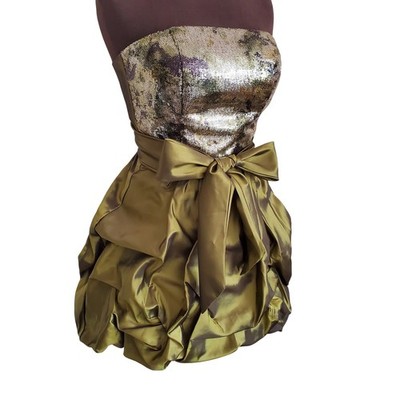 Vintage Jessica McClintock Gunne Sax Olive Lime Green Sequin Bubble Dress  Sz 3 | eBay