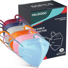HALIDODO 60 Packs Individually Wrapped KN95 1 Count Pack of 60 , Multi Color
