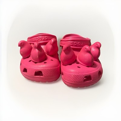 Limited Edition Peeps Crocs  Sparkling Pink With Peeps 3D Marshmallow Jibitz W9