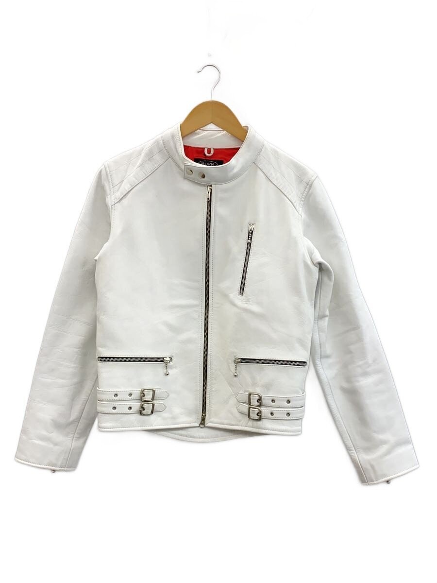 Horn Works Single Riders Jacket/L/Cowhide/Wht 3567