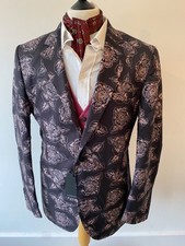 BOLONGARO TREVOR mens BLACK EVENING FLORAL DRESS WEDDING JACKET 44" NEW