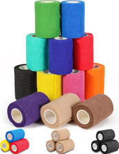AZEN 12 Pack Self Adhesive Bandage Wrap, 3" X 5 Yards Elastic Cohesive Bandage W