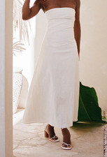 Sabo Estella Long Strapless White Maxi Dress Skirt Size 0 XXS NEW w/Tag