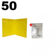 50 PREMIUM STANDARD Solid Yellow Blu-Ray Single Cases 12MM  100 OPP Bags