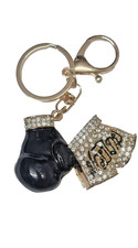 Boxing Glove Keychain Handmade Crystal Sport Charm Bag Pendant Key Ring Gift