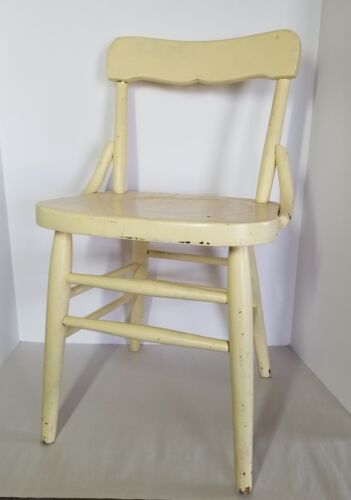Vintage Child's Wooden Chair 24" Tall Painted Yellow