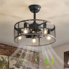 20'' Farmhouse Caged Ceiling Fan w/Lights,Remote & APP Control Indoor Fan Light