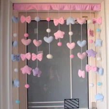 Arched Doorway Curtain Fluffy Plush Pentagram Bow Cute Home Decor Colorful Craft