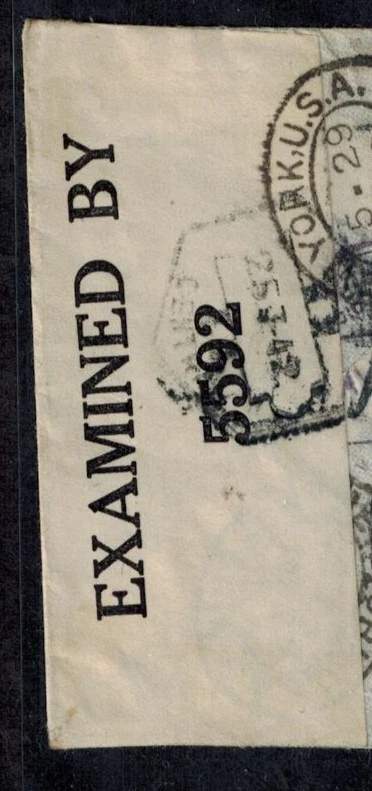 Bermuda WWII 1942 Bermuda Censor Cover w/BRNs 1740 Grey & 61082 Red On Back RARE - Image 2 of 4