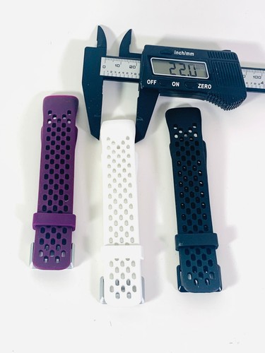 Fitbit Compatible Charge 6/5 Silicon Sports Bande-22mm 3 Pack Black/White/Purple - Picture 4 of 6