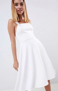 asos design 3d floral lace bandeau scuba prom midi dress