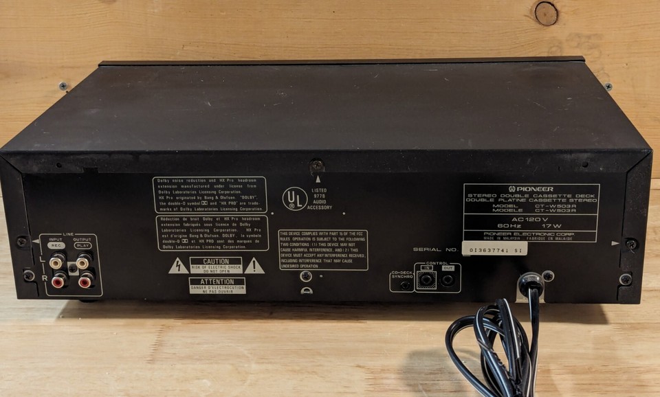 Pioneer CTW503R Dual Cassette Deck Player/Recorder [Tested Good] FREE