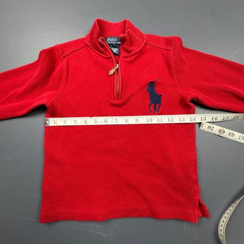 Polo Ralph Lauren Sweater Boys Size 6 Red 1/4 Zip Pullover Big Pony Logo Knit - Picture 5 of 7