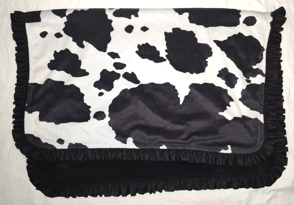Dear Baby Gear корова печати черный мягкий с оборками атласная отделка милый ферма девочка 30 x 40 - Изображение 4 из 4
