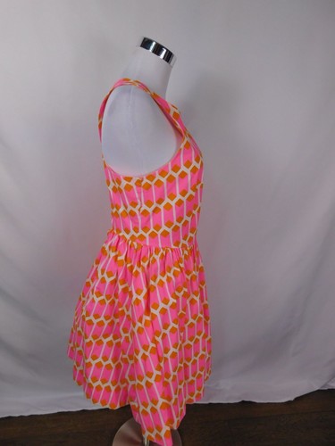Kate Spade Saturday Pink Orange Fit & Flare Dress Crisscross Back Sz 6 - Picture 11 of 12