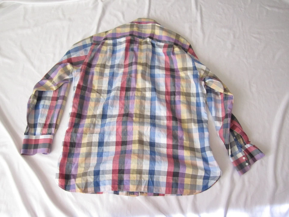 Men's John W Nordstrom Plaid Button Cotton Long Sleeve Shirt Sz 16.5-35 (MT459) - Image 3 of 4