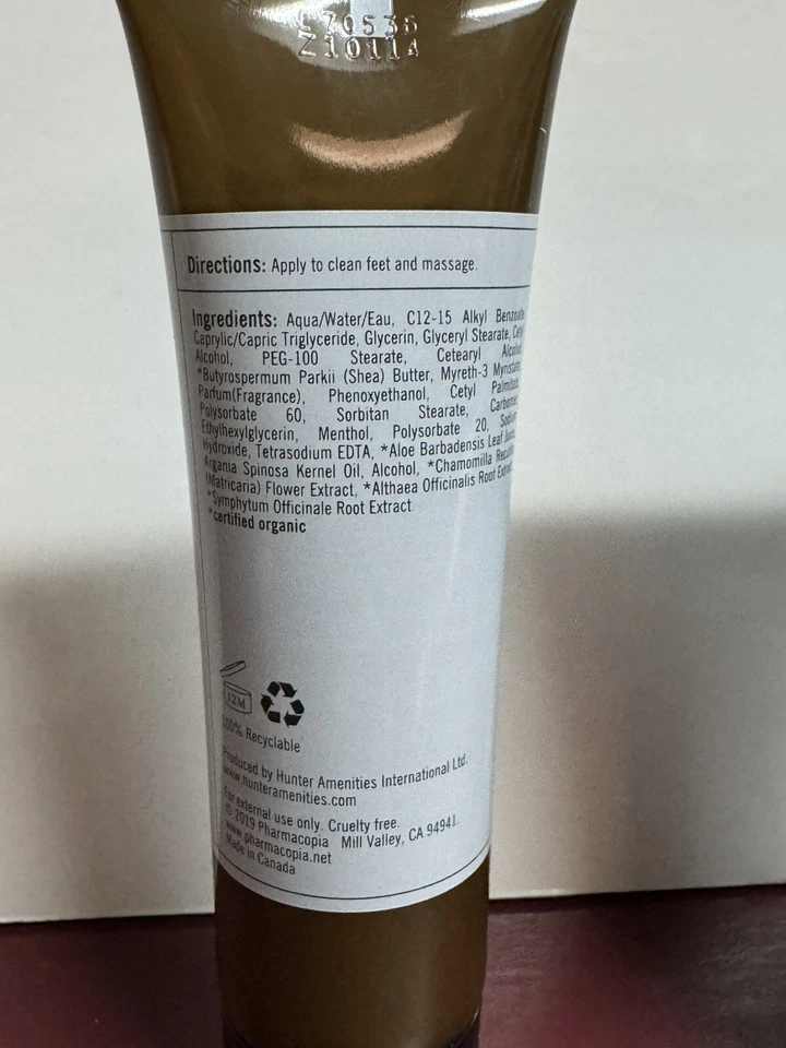 5 PACK Pharmacopia Foot Cream Lotion Aloe Vera Argan Oil Vegan 1oz Travel Size - Image 3 of 3