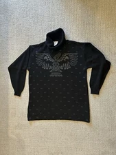 Linda Lundstrom Canada Black Turtleneck Sweater Size Large